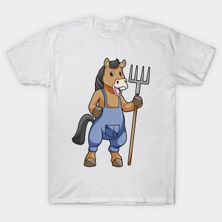 Horse as Farmer with Rake T-Shirt